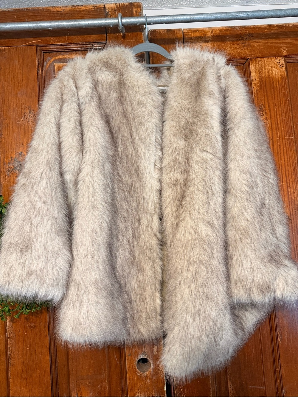 Plush Faux Fur Coat in Light Taupe - Women's Jacket & Coat